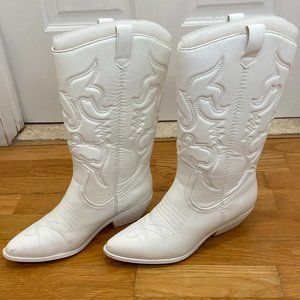 Soda Reno Women Western Cowboy Pointed Toe Knee High Pull On Tabs Boots